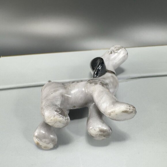 Vintage Miniature Porcelain Dog Figurine Gray Black With Spots Figure Japan VTG - Picture 7 of 12